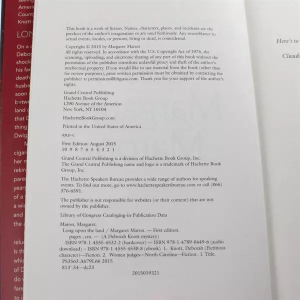 Long Upon the Land Deborah Knott Mystery Hardcover First Edition 