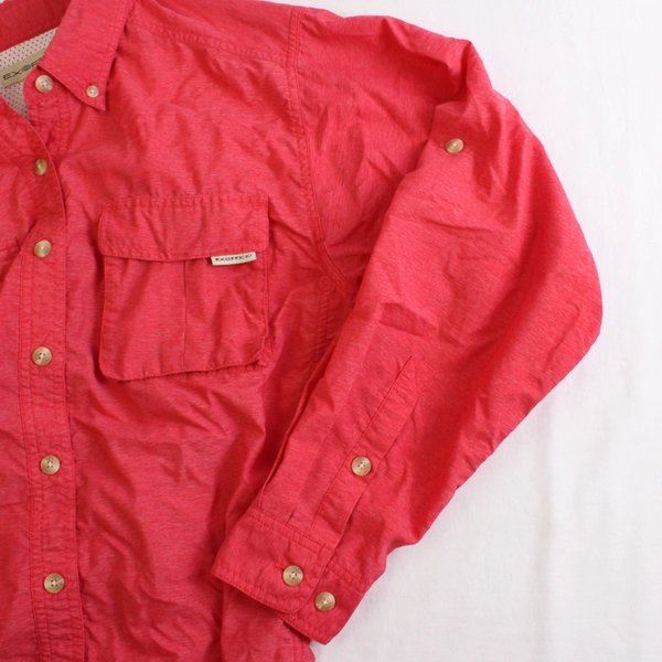ExOfficio Red Long-Sleeve Mesh-Lined Button-Up Women's Small