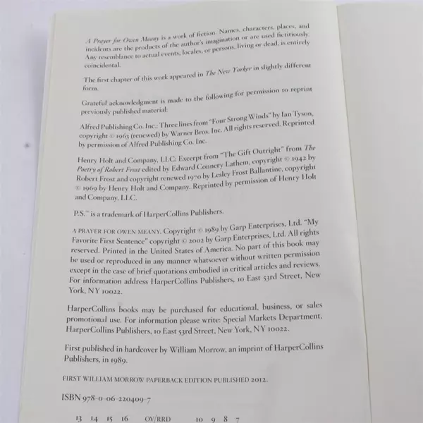 A Prayer for Owen Meany John Irving Paperback Novel Good Pre-Owned