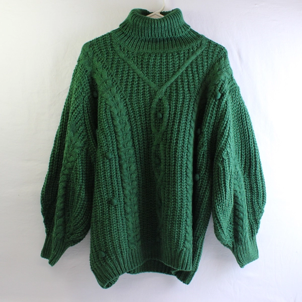 Wishlist Dark Green Wool Acrylic Blend Knit Turtleneck Sweater Women's M/L