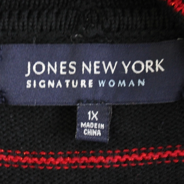 Jones New York Red and Black Cowl Neck Knit Sweater Women's Size 1X