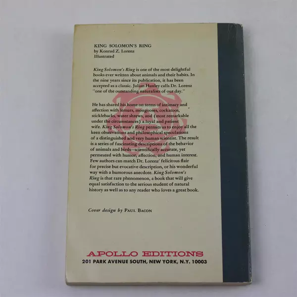 King Solomon's Ring Konrad Z. Lorenz Vintage Paperback Book 