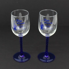 2 Cristal D'Arques Angelique Water Goblets Cobalt Twisted Stems 