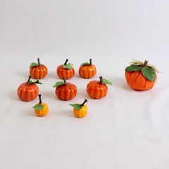 Lot of 9 Mini Plastic and Fabric Faux Pumpkins Miniature Decorative Fall Decor
