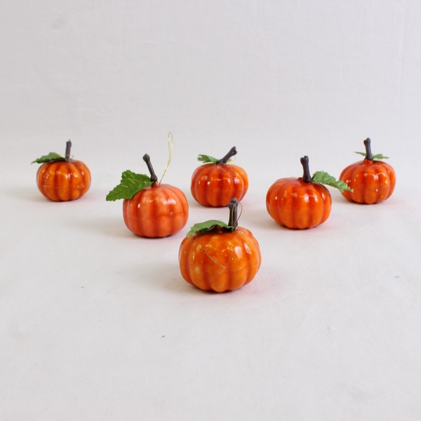 Lot of 9 Mini Plastic and Fabric Faux Pumpkins Miniature Decorative Fall Decor