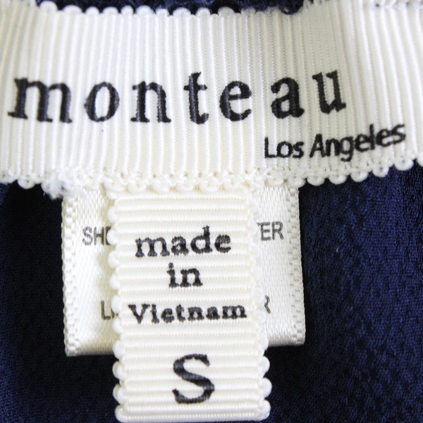 Monteau Women's S Navy Blue Midi Dress with Flowy Bell Short Sleeves