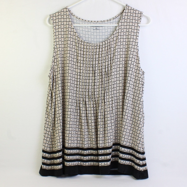 Croft & Barrow Women's XL Cream and Black Dotted Tank Top