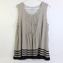 Croft & Barrow Women's XL Cream and Black Dotted Tank Top