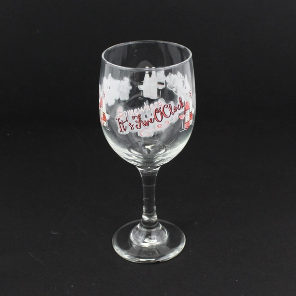 Lot 2 Somewhere It's Five O'clock Libbey Wine Glasses 7.25"