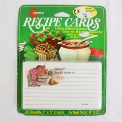 Conimar Recipe Cards 20 Double 3" x 5" (Actual 6"x5") Vintage in Original Pkg