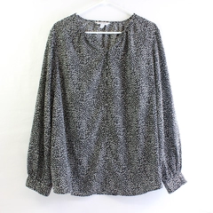 Nine West Black and White Leopard Print Long-Sleeve Button-Up Women's Size XXL