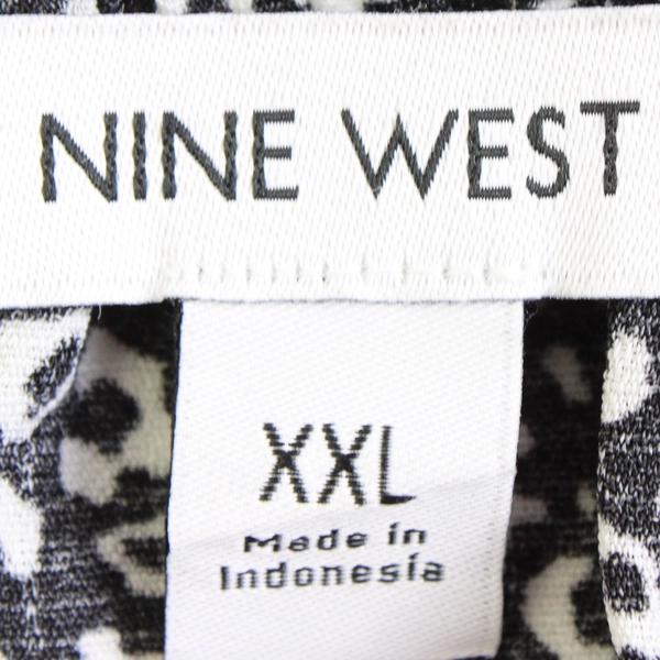 Nine West Black and White Leopard Print Long-Sleeve Button-Up Women's Size XXL