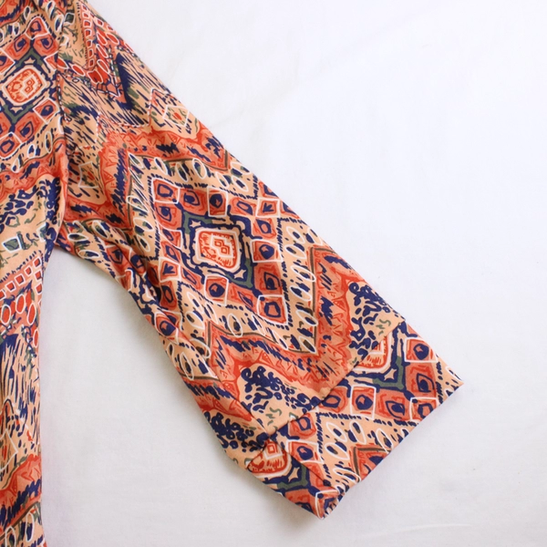 Ofeefan Orange Green Blue 3/4-Sleeve Top Women's Size XL