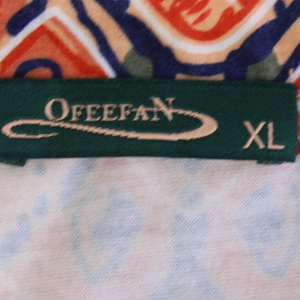 Ofeefan Orange Green Blue 3/4-Sleeve Top Women's Size XL