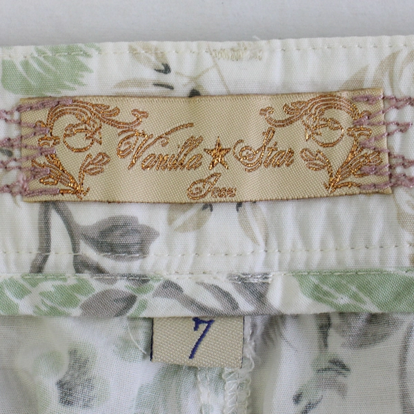 Vanilla Star Jeans White Green Gray Floral Pattern Shorts Junior's Size 7