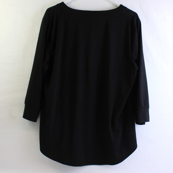 Ofeefan Solid Black 3/4-Sleeve Top Women's Size XL