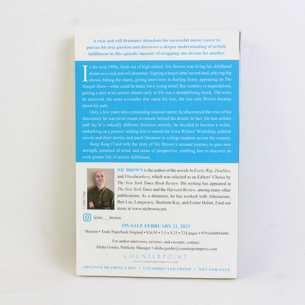 Bang Bang Crash A Memoir by Nic Brown 2023 Paperback Advanced Copy Uncorrected