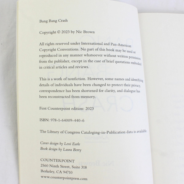 Bang Bang Crash A Memoir by Nic Brown 2023 Paperback Advanced Copy Uncorrected