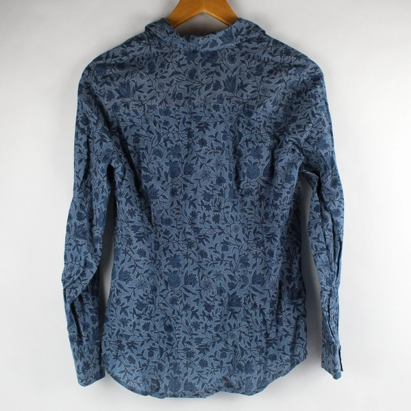 Van Heusen Blue Floral Long-Sleeve Cotton Button-Up Women's Size XS