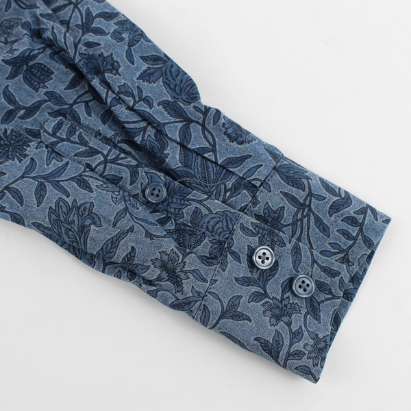 Van Heusen Blue Floral Long-Sleeve Cotton Button-Up Women's Size XS