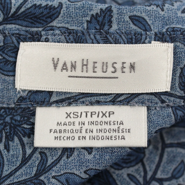 Van Heusen Blue Floral Long-Sleeve Cotton Button-Up Women's Size XS