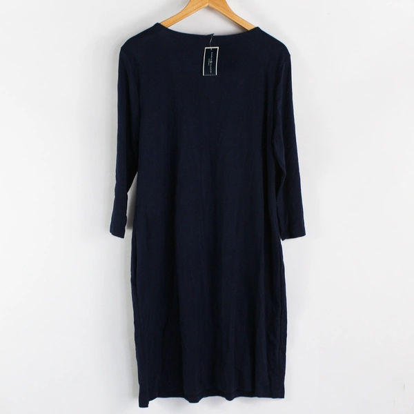 NWT Karen Scott Sport Navy Blue 3/4-Sleeve Shirt Dress Women's Size XL