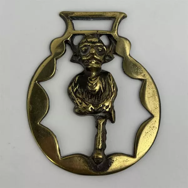 Vintage Brass Horse Saddle Harness Medallion Lincoln Imp