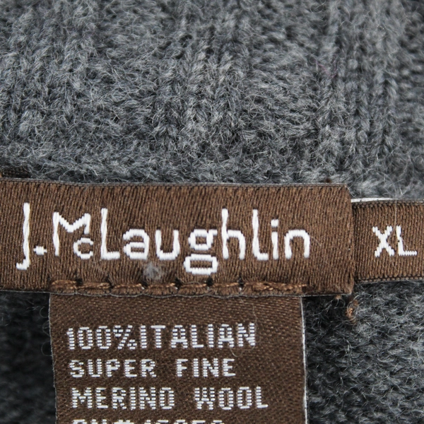 J. McLaughlin Gray Merino Wool Shawl Neck Buckled Cardigan Women's XL