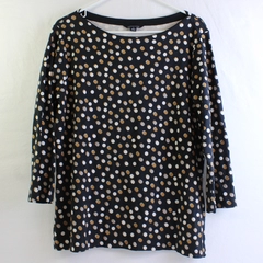 Lands' End Black Brown White Polka Dot 3/4-Sleeve Women's Size XL 18
