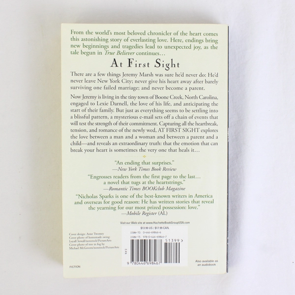 At First Sight by Nicholas Sparks 2006 Paperback Good Condition