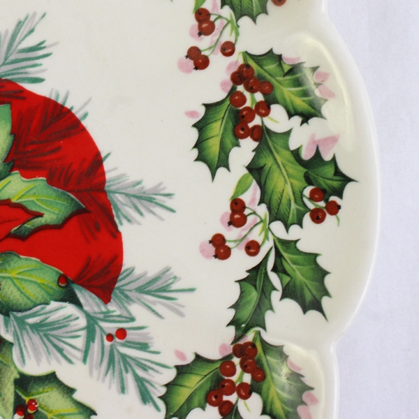 Unbranded Santa With Poinsettia Decorative Plate 10.25" Diameter