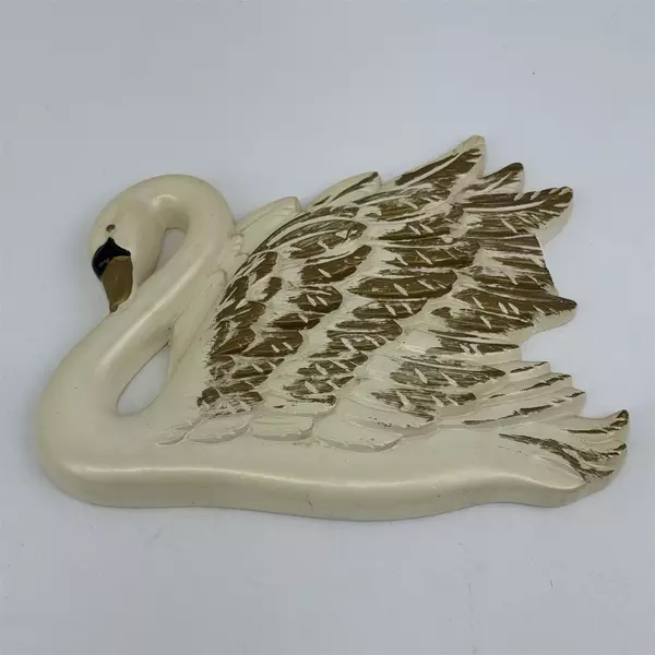 Set of 3 Vintage  Miller Studios Chalkware Swans Wall Plaques 1968 