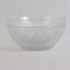 Lot Of 2 Unbranded Clear Glass Poppies Floral Pattern Glass Bowl 5" Diameter