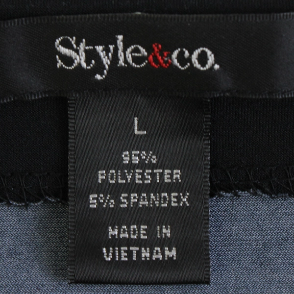 Style & Co. Black Ruched Blouse Blue Rose Graphic Women's Large