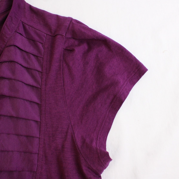 Theory Plum Purple Ruffled Short-Sleeve Top Women's Size Small