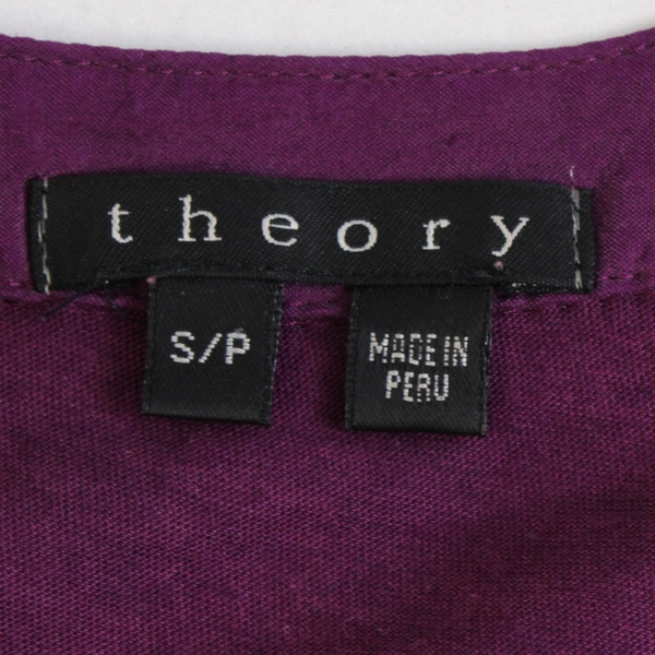 Theory Plum Purple Ruffled Short-Sleeve Top Women's Size Small