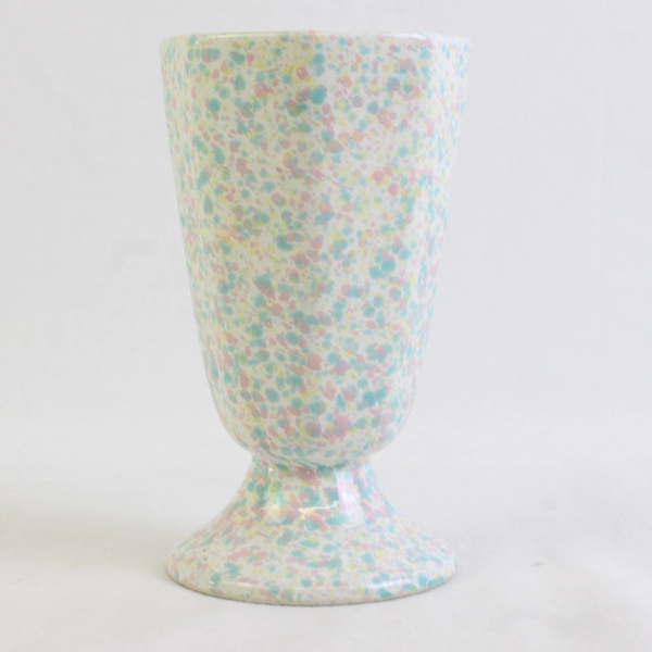 Point Imports Blue/Pink/White Pastel Speckled Ceramic Goblet Cup 5.25" Tall