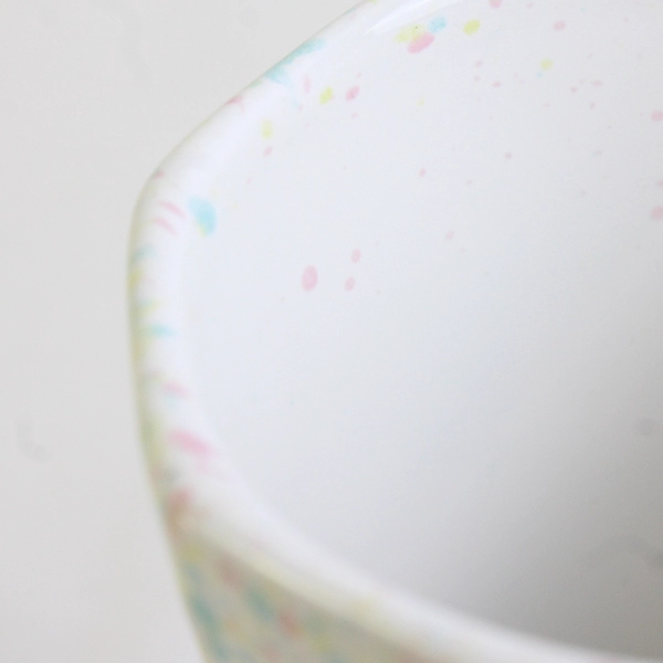 Point Imports Blue/Pink/White Pastel Speckled Ceramic Goblet Cup 5.25" Tall