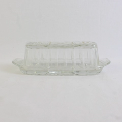 Anchor Hocking Star Of David Pattern Early American Prescut Glass Butter Dish