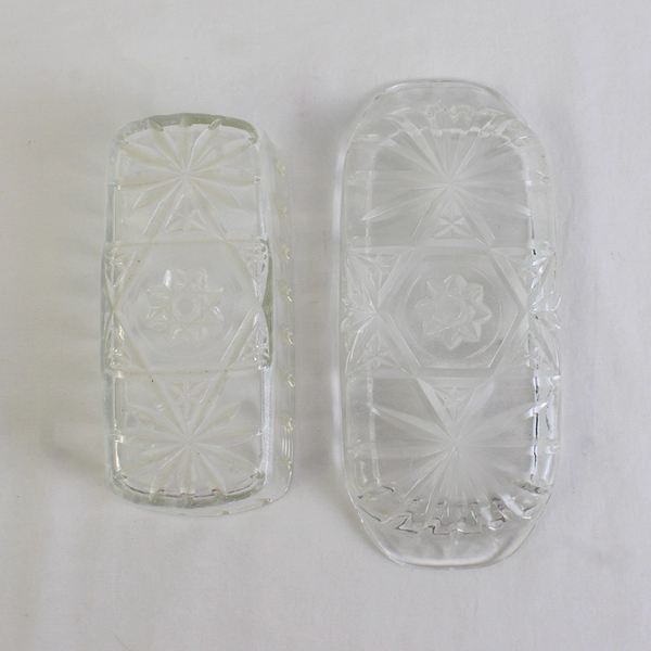 Anchor Hocking Star Of David Pattern Early American Prescut Glass Butter Dish