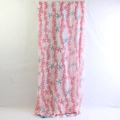 Letarte Swimwear White Coral Teal Starfish Print Sheer Coverup Sarong 46" x 77"