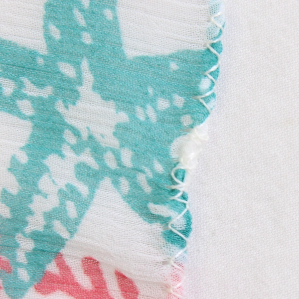 Letarte Swimwear White Coral Teal Starfish Print Sheer Coverup Sarong 46" x 77"