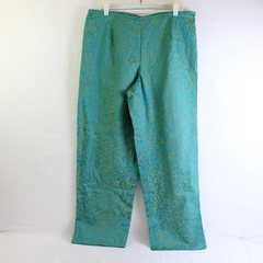 Susan Bristol Teal and Green Leopard Print Straight Leg Pants Women's Size 16