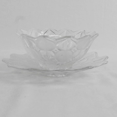 Lot Of 2 Crystal Clear Industries Moravia Pattern Clear Glass Bowl & Plate