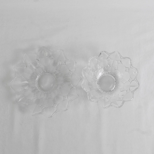 Lot Of 2 Crystal Clear Industries Moravia Pattern Clear Glass Bowl & Plate