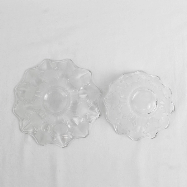 Lot Of 2 Crystal Clear Industries Moravia Pattern Clear Glass Bowl & Plate