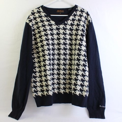 Ben Sherman Navy and Off-White Lambswool Blend Sweater Men's Size XXL FLAWED