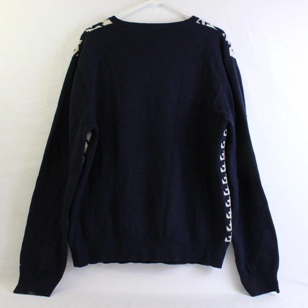 Ben Sherman Navy and Off-White Lambswool Blend Sweater Men's Size XXL FLAWED