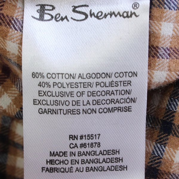 NWT Ben Sherman Brown Red Blue Gingham Long-Sleeve Button-Up Boys' Size 4
