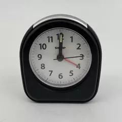 Black Sharp Travel Alarm Clock Model SPC844 With Glow In The Dark Hands